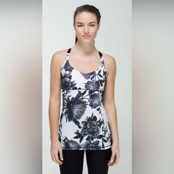 Lululemon practice daily tank top brisk bloom black white floral - Picture 2 of 5